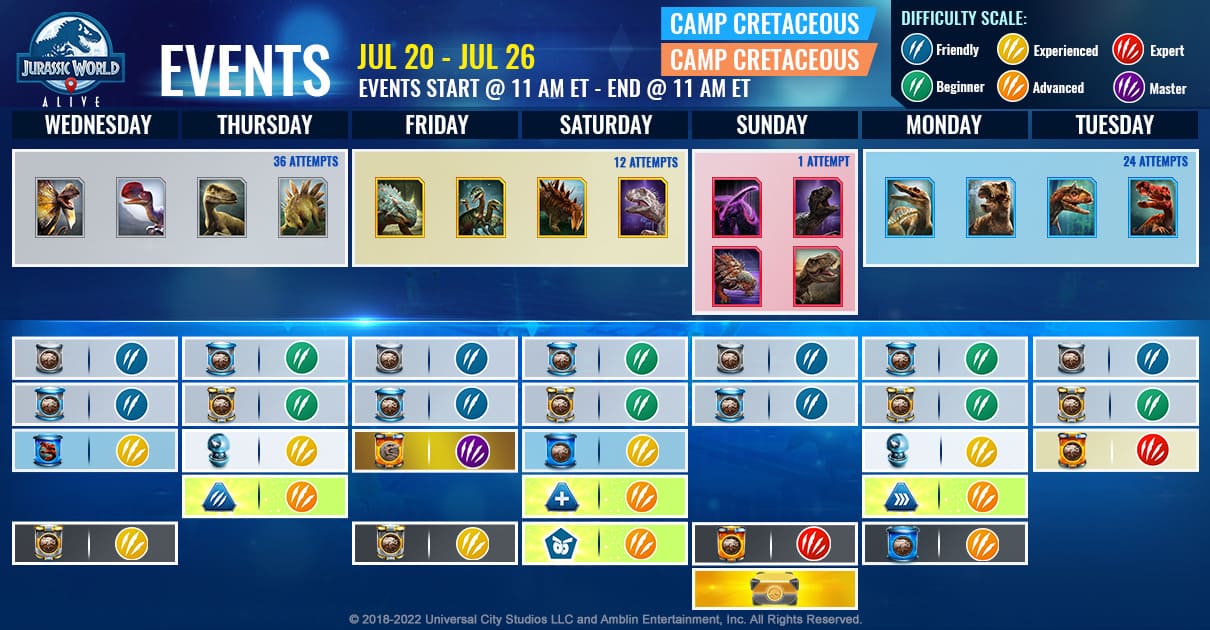 JWA EVENTS 台灣時間 07月20日~07月27日 本週活動