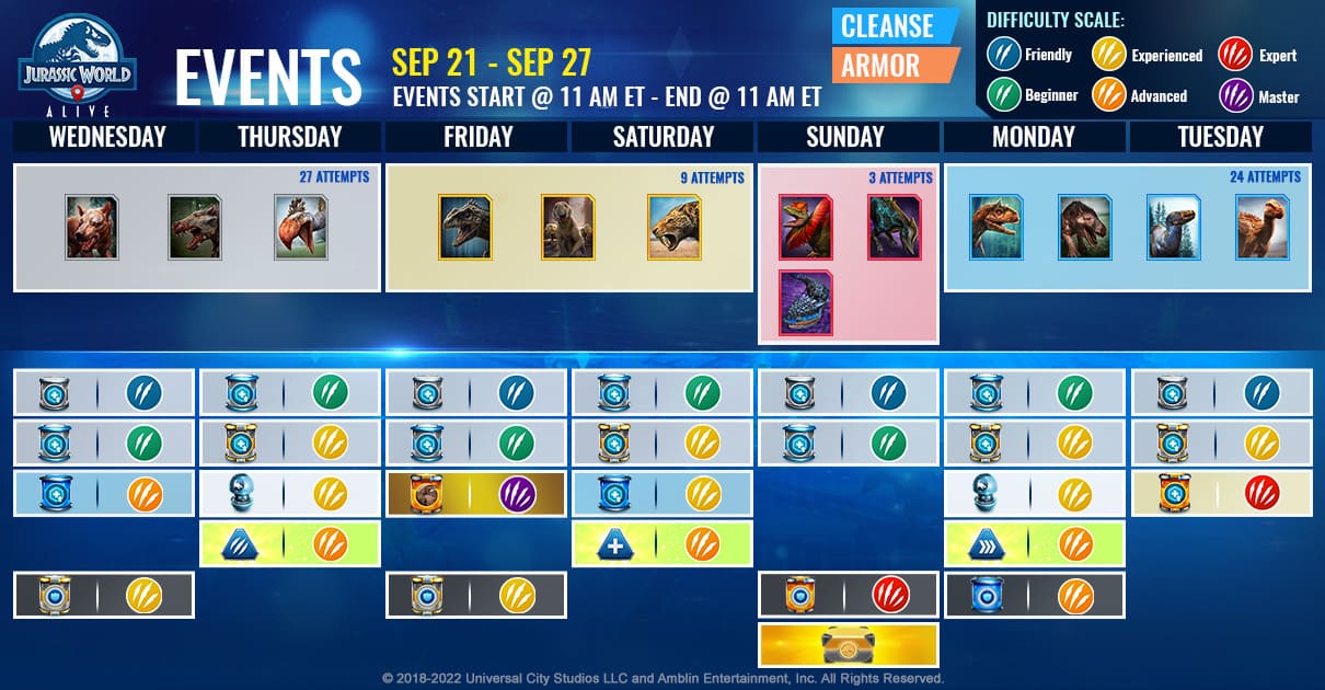 JWA EVENTS 台灣時間 09月21日~09月28日 本週活動