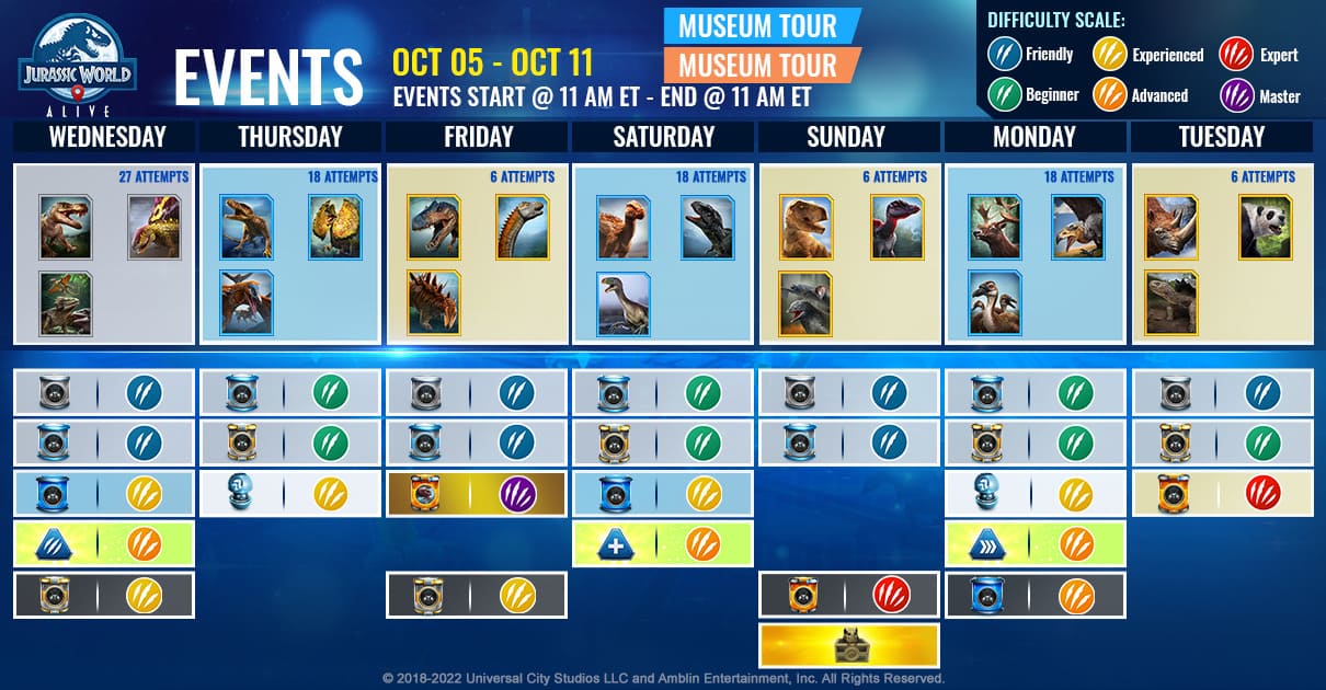 JWA EVENTS 台灣時間 10月05日~10月12日 本週活動