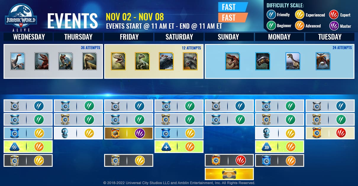 JWA EVENTS 台灣時間 11月02日~11月09日
