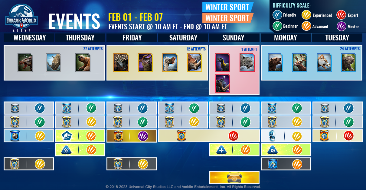 JWA EVENTS 台灣時間 02月01日~02月08日