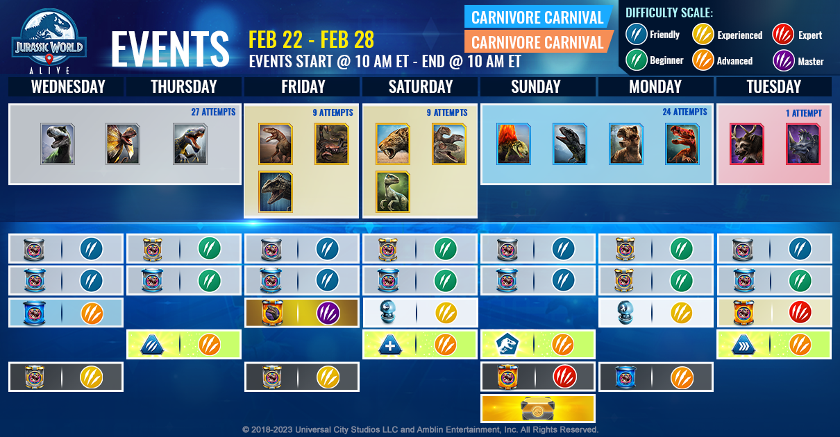 JWA EVENTS 台灣時間 02月22日~02月29日