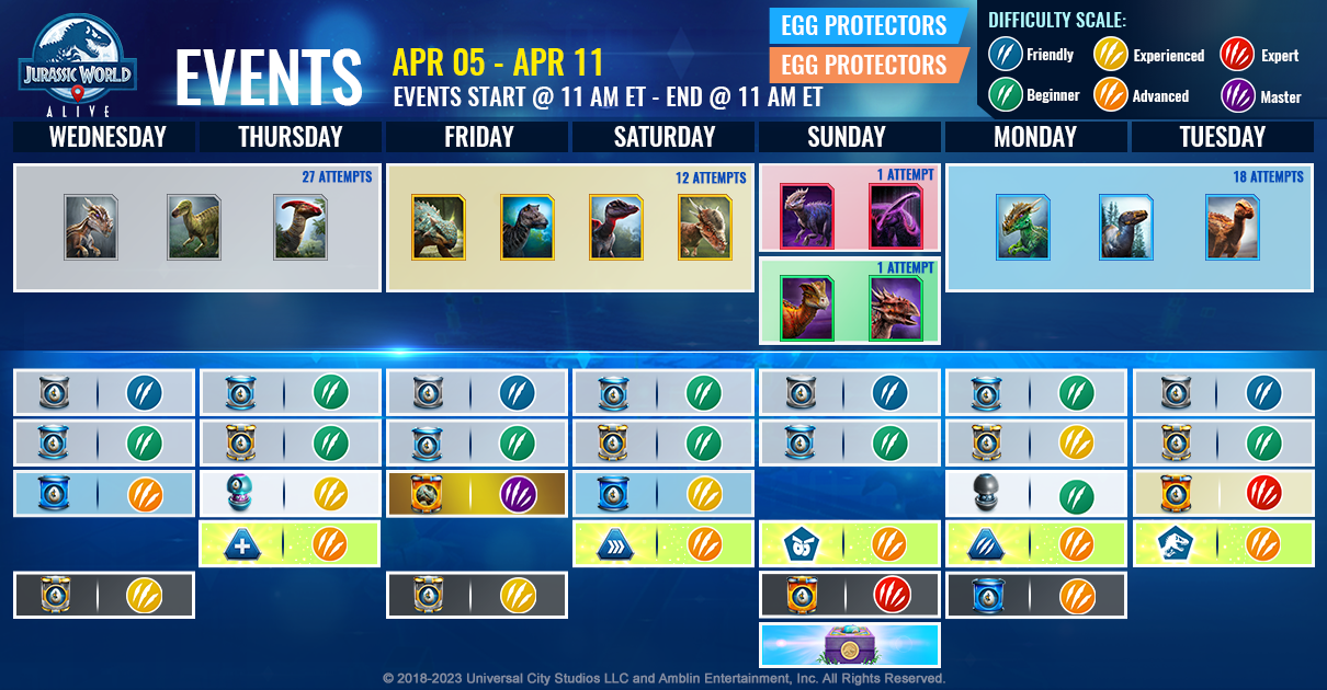 JWA EVENTS 台灣時間 04月05日~04月12日