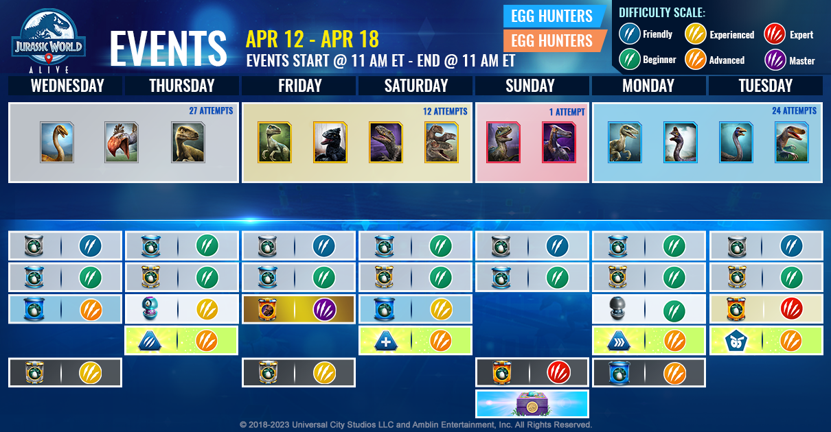 JWA EVENTS 台灣時間 04月12日~04月19日