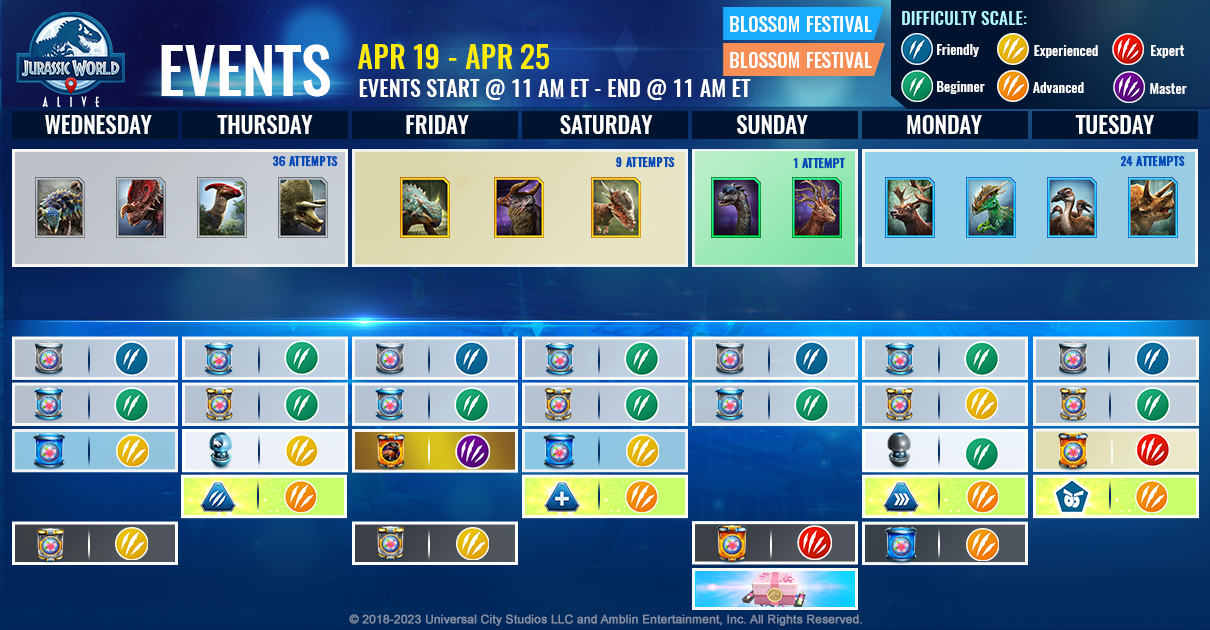 JWA EVENTS 台灣時間 04月19日~04月26日