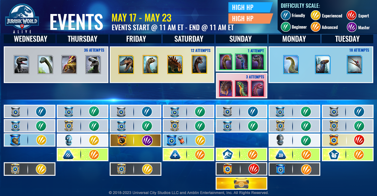 JWA EVENTS 台灣時間 05月17日~05月24日