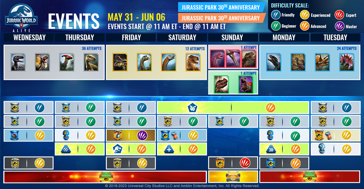 JWA EVENTS 台灣時間 05月31日~06月07日