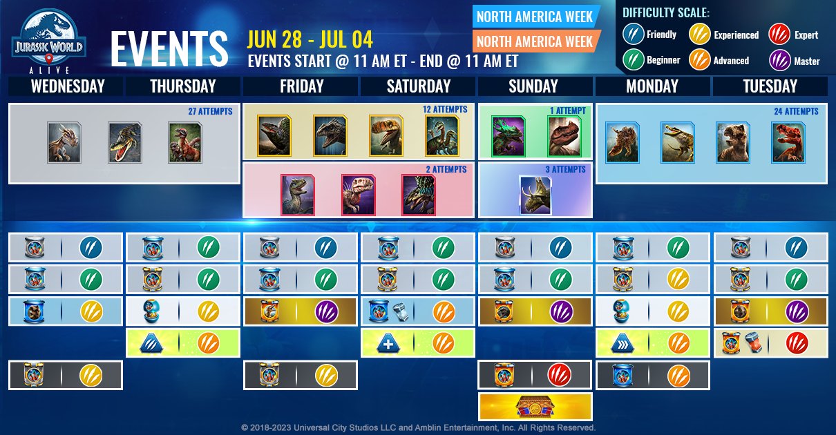 JWA EVENTS 台灣時間 06月28日~07月05日