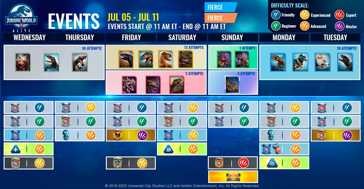 JWA EVENTS 台灣時間 07月05日~07月12日