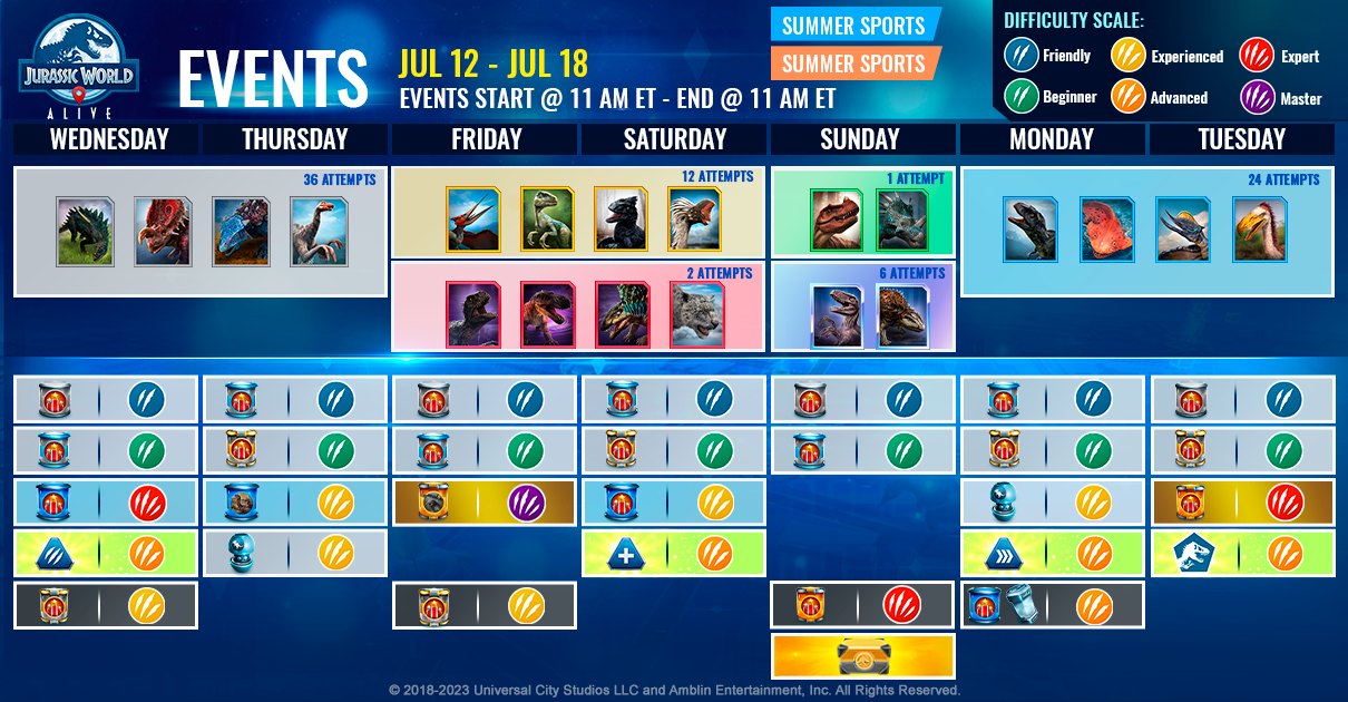 JWA EVENTS 台灣時間 07月12日~07月19日