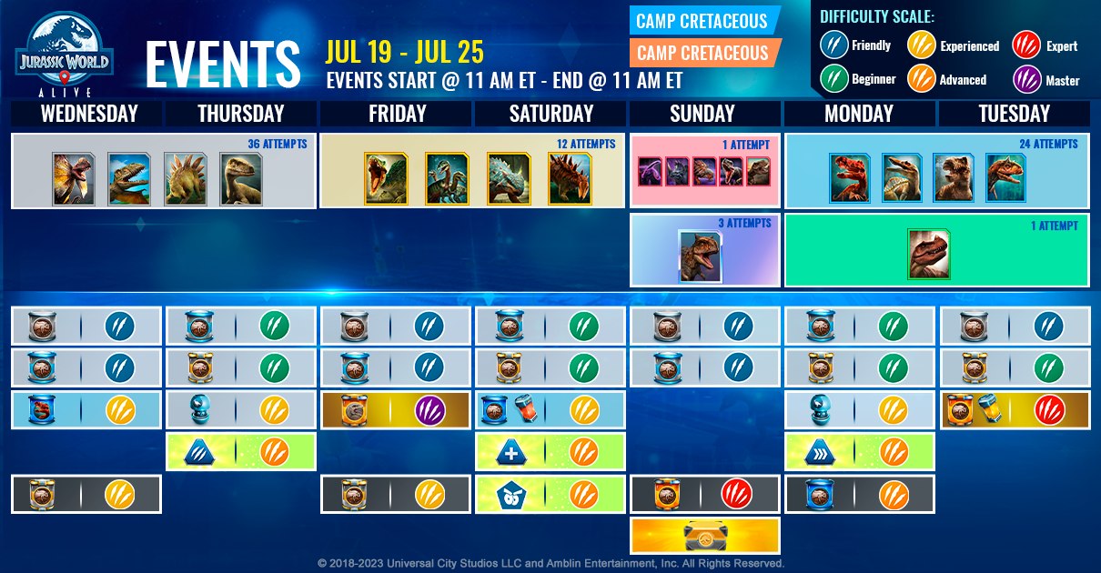 JWA EVENTS 台灣時間 07月19日~07月26日