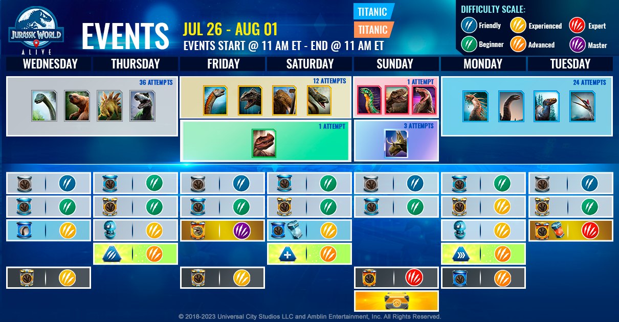 JWA EVENTS 台灣時間 07月26日~08月02日