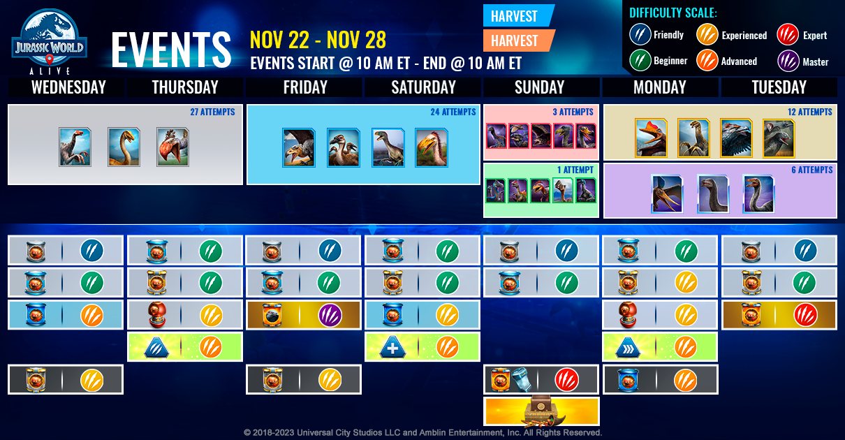 JWA EVENTS 台灣時間 11月22日~11月29日