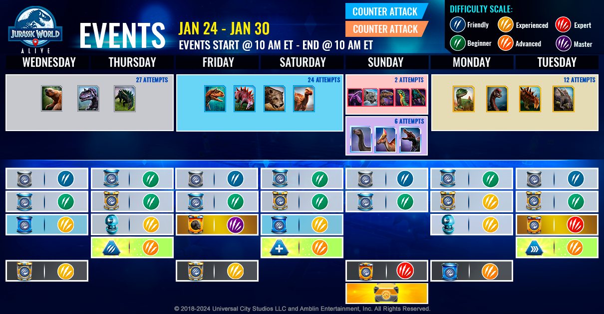 JWA EVENTS 台灣時間 01月24日~01月31日