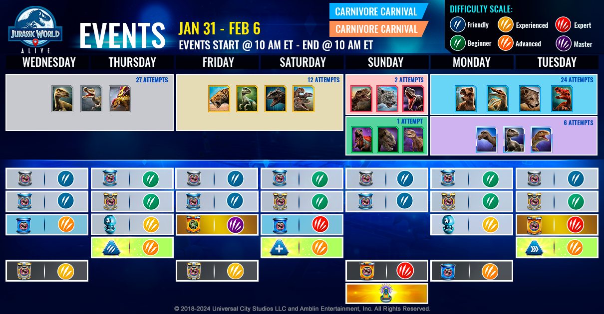 JWA EVENTS 台灣時間 01月31日~02月07日