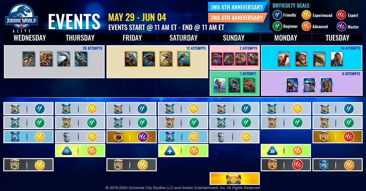 JWA EVENTS 台灣時間 05月29日~06月05日