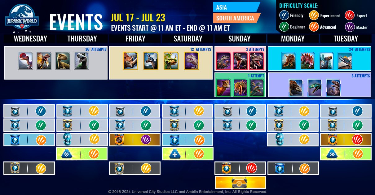 JWA EVENTS 台灣時間 07月17日~07月24日