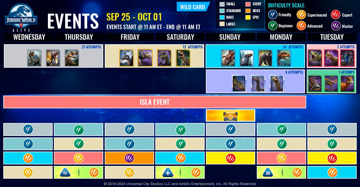 JWA EVENTS 台灣時間 09月25日~10月02日