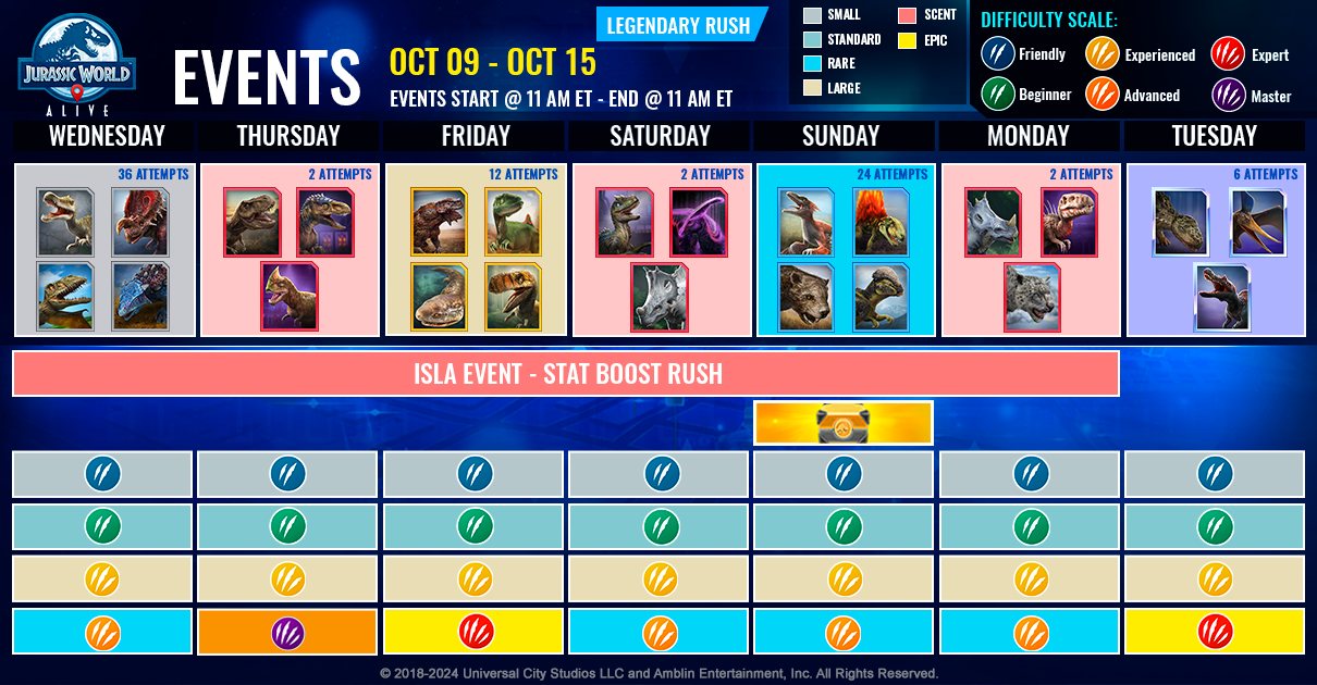 JWA EVENTS 台灣時間 10月09日~10月16日