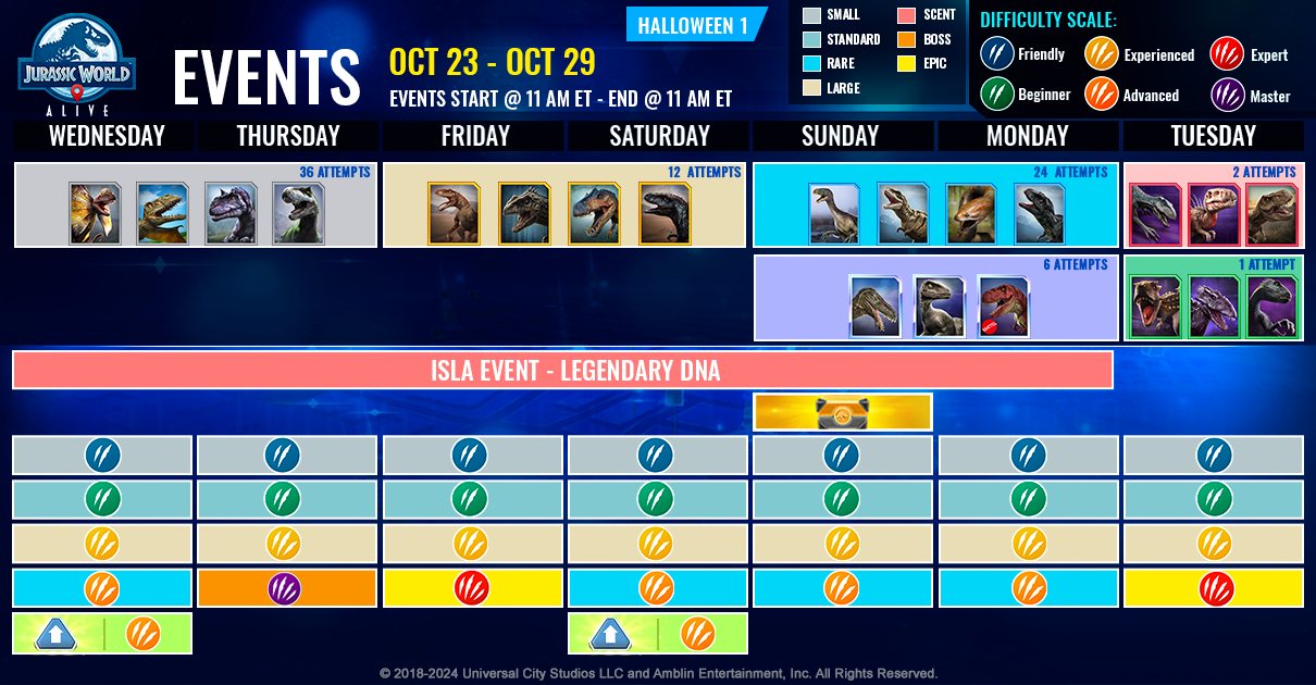 JWA EVENTS 台灣時間 10月23日~10月30日