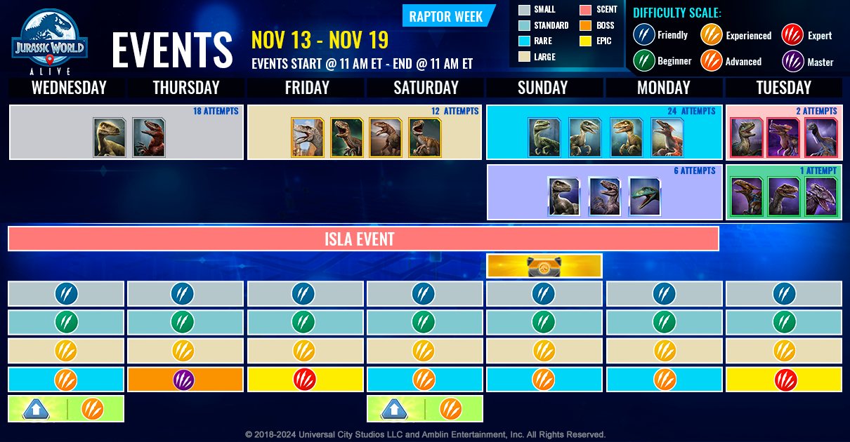 JWA EVENTS 台灣時間 11月13日~11月20日