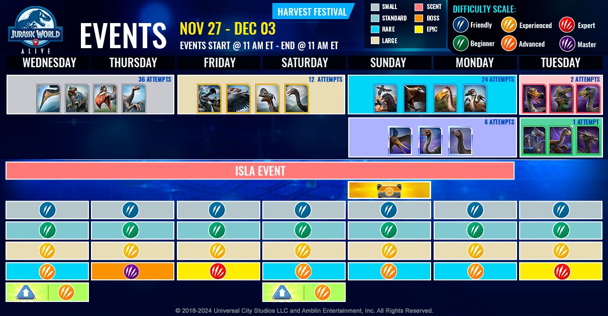 JWA EVENTS 台灣時間 11月27日~12月04日