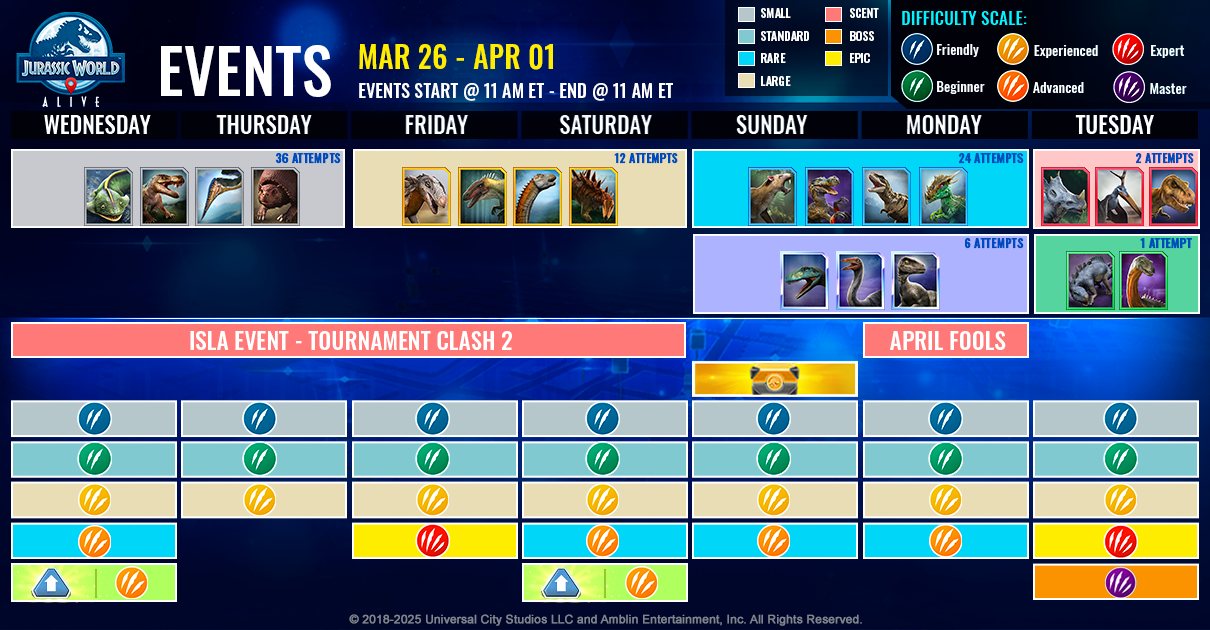 JWA EVENTS 台灣時間 03月26日~04月02日